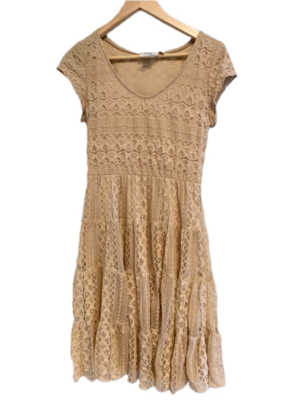 Lace Midi Dress in Beige by Jody California